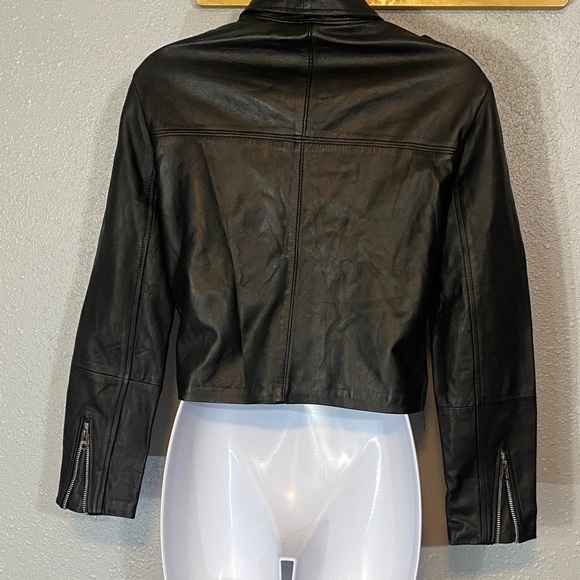 VNTG Outbrook Women's Black Leather Biker Jacket - Picture 4 of 6
